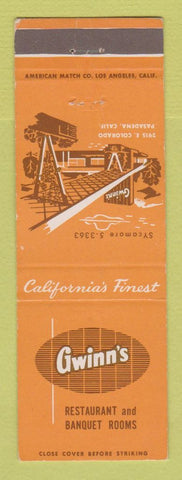 Matchbook Cover - Gwinn's Restaurant Pasadena CA