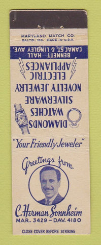 Matchbook Cover - C Herman Sonnheim Jewelry Philadelphia PA