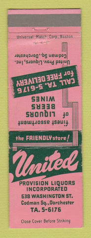 Matchbook Cover - United Provision Liquors Inc Dorchester MA