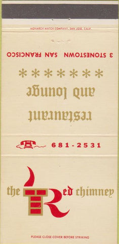 Matchbook Cover - Red Chimney Restaurant San Francisco CA 30 Strike