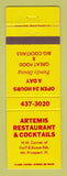Matchbook Cover - Artemis Restaurant Mount Prospect IL