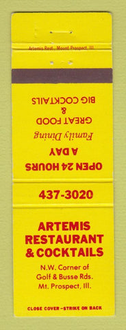 Matchbook Cover - Artemis Restaurant Mount Prospect IL