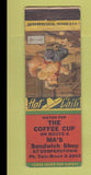 Matchbook Cover - Coffee Cup Ma's Sandwich Shop Twin Brook? WEAR