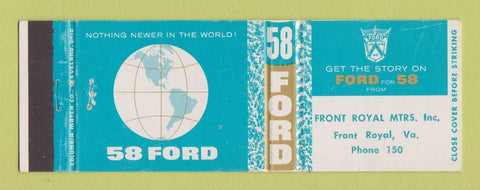Matchbook Cover - 1958 Ford Front Royal VA