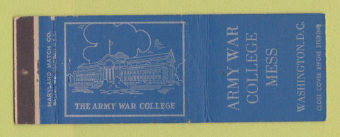 Matchbook Cover - Army War College Mess Washington DC
