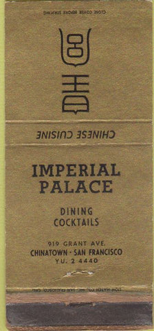 Matchbook Cover - Imperial Palace Restaurant San Francisco CA 30 Strike