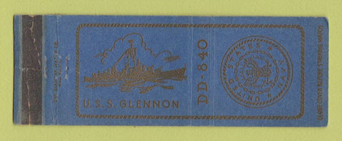 Matchbook Cover - USS Glennon Navy WEAR