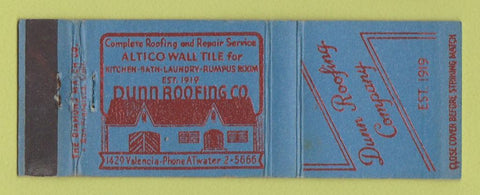 Matchbook Cover - Dunn Roofing