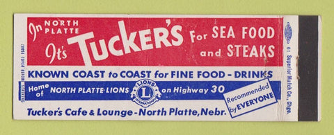 Matchbook Cover - Tucker's Restaurant North Platte NE Lions Club Full Length