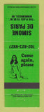 Matchbook Cover - Simone De Paris Winnemucca NV girlie