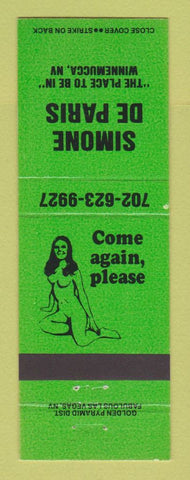 Matchbook Cover - Simone De Paris Winnemucca NV girlie