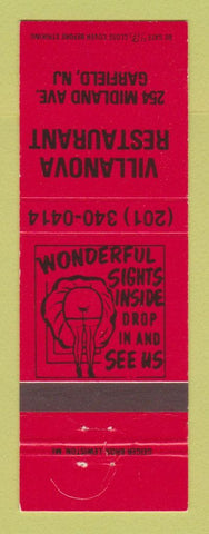 Matchbook Cover - Villanova Restaurant Garfield NJ girlie