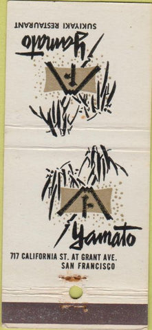Matchbook Cover - Yamato Sukiyaki Restaurant San Francisco CA 30 Strike