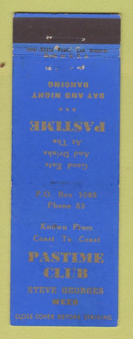 Matchbook Cover - Pastime Club Weed CA girlie