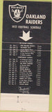 Matchbook Cover - Union Bank Oakland Raiders 1972 Schedule 30 Strike