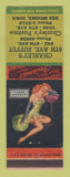 Matchbook Cover - Charley's 6th Ave Buffet Pastime Des Moines IA pinup