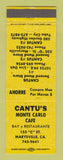 Matchbook Cover - Cantu's Monte Carlo Cafe Marysville CA girlie