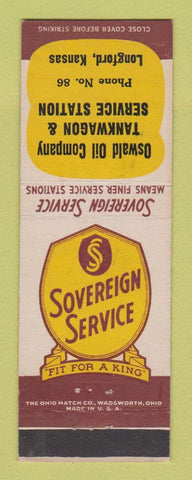 Matchbook Cover - Sovereign oil gas Oswald Longford KS