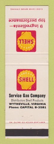 Matchbook Cover - Shell oil gas Service Wytheville VA