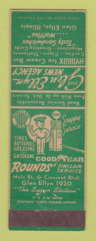 Matchbook Cover - Glen Ellyn News Agency Sinclair oil gas Glen Ellyn IL ARROW
