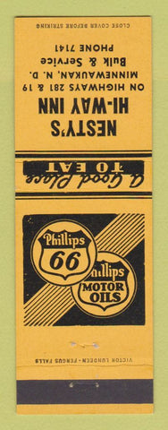 Matchbook Cover - Phillips 66 oil gas Nesty's Minnewaukan ND