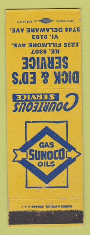 Matchbook Cover - Sunoco oil gas Dick & Ed's Buffalo? NY? WEAR