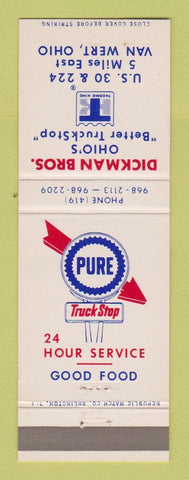 Matchbook Cover - Pure oil gas Dickman Bros Van Wert OH