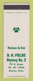 Matchbook Cover - DH Fields Shamrock oil gas Denver Colorado