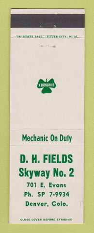 Matchbook Cover - DH Fields Shamrock oil gas Denver Colorado