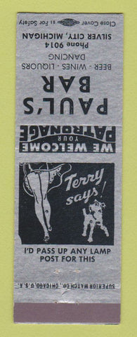 Matchbook Cover - Paul's Bar Silver City MI Terry Says girlie