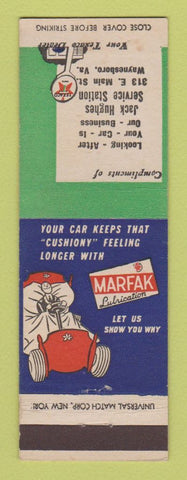 Matchbook Cover - Texaco oil gas Jack Hughes Waynesboro VA