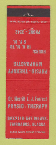 Matchbook Cover - Dr Merrill Forrest Physio Therapy Fairbanks AK