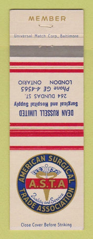 Matchbook Cover - American Surgical Trade Association London ON Dean Russell