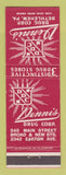 Matchbook Cover - Dennis Drug Corp Bethlehem PA