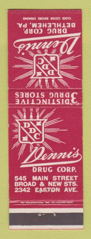 Matchbook Cover - Dennis Drug Corp Bethlehem PA
