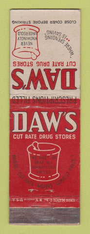 Matchbook Cover - Daws Drug Stores 1947 WORN