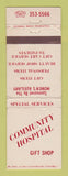 Matchbook Cover - Community Hospital WEAR