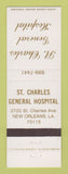 Matchbook Cover - St Charles General Hospital New Orleans LA