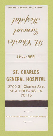 Matchbook Cover - St Charles General Hospital New Orleans LA