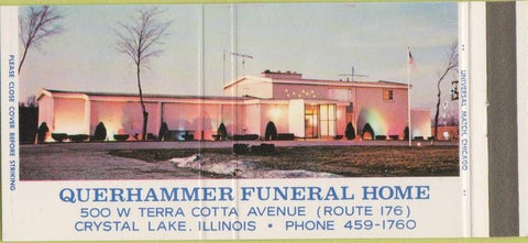 Matchbook Cover - Querhammer Funeral Home Crystal Lake IL 30 Strike