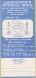 Matchbook Cover - Querhammer Funeral Home Crystal Lake IL 30 Strike