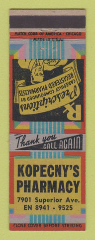 Matchbook Cover - Kopecny's Drug Chicago?