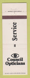 Matchbook Cover - Council Optical Buffalo Batavia Clarence West Seneca NY