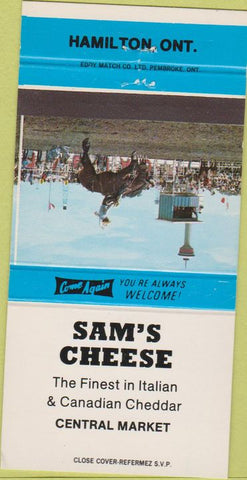 Matchbook Cover - Sam's Cheese Hamilton ON Canada 30 Strike
