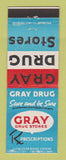 Matchbook Cover - Gray Drug Stores BLUE