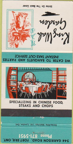 Matchbook Cover - King Wah Garden Restaurant Fort Erie ON  30 Strike