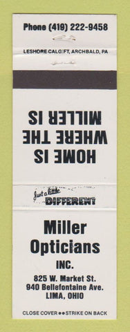 Matchbook Cover - Miller Opticians Lima OH