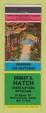 Matchbook Cover - Ernest Hatch Optician Wollaston MA