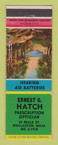 Matchbook Cover - Ernest Hatch Optician Wollaston MA