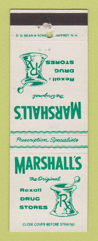 Matchbook Cover - Marshall's Drug Store Rexall DD Bean